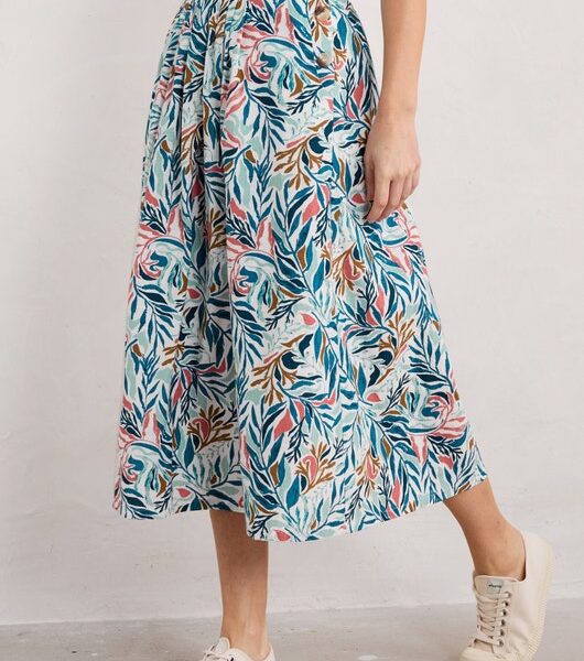 SEASALT CLIFF ROAD MIDI SKIRT KELP FOREST CHALK