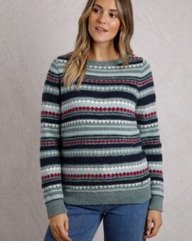 WEIRD FISH TYLA FOREST SPRUCE PATTERED KNIT JUMPER