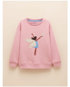 JOULES MACKENZIE PINK FAIRY EMBROIDERED ARTWORK SWEATSHIRT