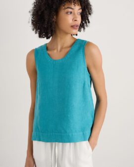 SEASALT LIGHTHOUSE LINEN VEST - AZURITE