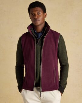 JOULES HERITAGE FLEECE BURGUNDY GILET