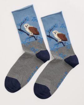 SEASALT ARTY SOCKS - PERCHED OWL MARITIME