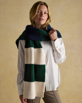 JOULES CAVERSHAM  NAVY GREEN SCARF