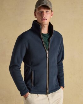 JOULES HERITAGE ZIP THROUGH NAVY FLEECE