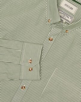 JOULES CLASSIC COTTON POPLIN GREEN STRIPE LONG SLEEVE SHIRT