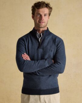 JOULES HIGHLAND BLUE  BUTTON QUARTER ZIP JUMPER