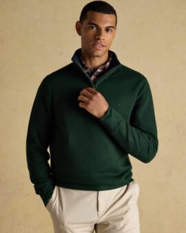 JOULES ALISTAIR COSY DARK GREEN FRENCH RIBBED KNIT SWEATSHIRT