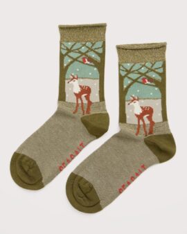 SEASALT SNOWY SCENES SOCKS -WOODLAND  DOE GULLY