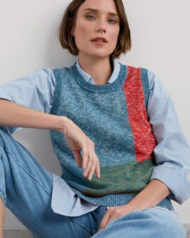 SEASALT MORGANA KNITTED VEST - TANGLE WOOD LAGOON MULTI