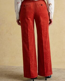 JOULES FERNHILL BURNT ORANGE CORD WIDE LEG PLEATED TROUSER