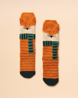 JOULES FLUFFY KIDS FOX ORANGE SOCKS