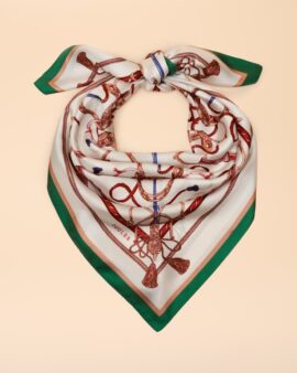 JOULES BLOOMFIELD CREAM 100% SILK SQUARE SCARF