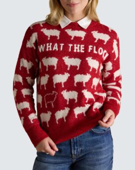 JOULES WHAT THE FLOCK INTARSIA RED JUMPER