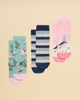 JOULES KIDDIES NEAT FEET 3PK UNICORN SOCKS
