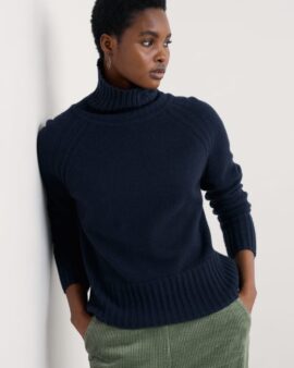 SEASALT BASSET COVE ROLL NECK JUMPER WITH MERINO WOOL  -  MARITIME