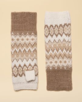 JOULES KARA NEUTRAL FINGERLESS FAIRISLE GLOVES