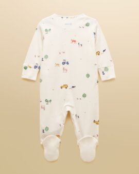 JOULES RAZAMATAZ-CREAM FARM COTTON BABYGROW