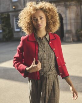 JOULES SLOANE RED COTTON KNITTED CARDIGAN