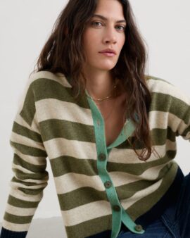 SEASALT PINWELL CARDIGAN- BRIGHT SHAPE LIGHT OLIVE MIX