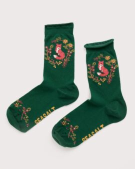 SEASALT ARTY SOCKS- FOX WREATH EVERGREEN