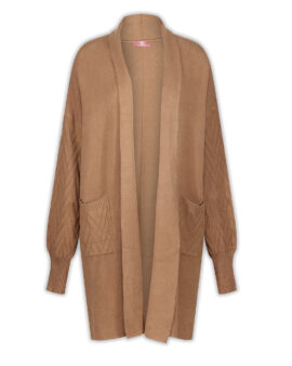 WELLIGOGS CABLE KNIT CAMEL CARDIGAN