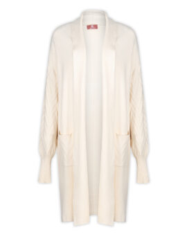 WELLIGOGS CABLE KNIT OAT CARDIGAN