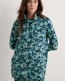 SEASALT FORMATIVE BRUSHED BACK JERSEY TUNIC - FLOATING FRONDS SARDINE