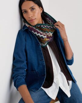 SEASALT WEATHERHILL FAIR ISLE WOOL BLEND SNOOD - MODERNIST DARK WRECKAGE MULTI
