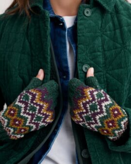 SEASALT DAY MOON FAIR ISLE FINGERLESS GLOVES - MODERNIST DARK WRECKAGE MULTI