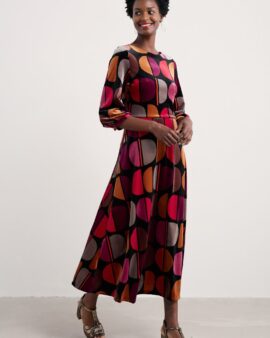SEASALT OAK COTTAGE VELVET DRESS - HALF MOON STAMP ONYX
