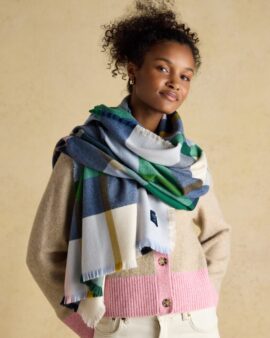 JOULES BRACEWELL GREEN / BLUE LARGE CHECK SCARF