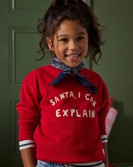 JOULES SUNDAZE RED SLOGAN CREW NECK SWEATSHIRT