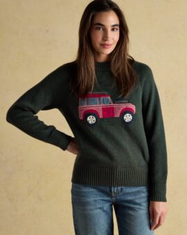 JOULES RUTLAND  INTARSIA GREEN 4X4 COTTON RICH KNITTED JUMPER