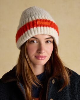 JOULES POPLEY ORANGE NEUTRAL STRIPE BEANIE