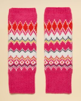 JOULES KARA PINK FINGERLESS FAIR ISLE GLOVE