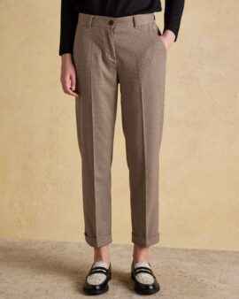 JOULES ADA BROWN DOGTOOTH RELEXED TROUSER
