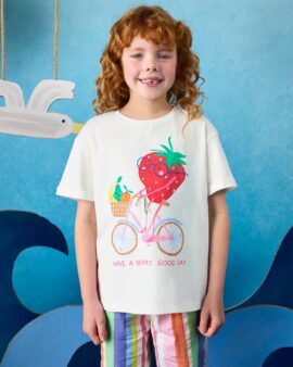 JOULES FUNDAYS CREAM GRAPHIC SHORT SLEEVE T-SHIRT