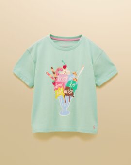 JOULES FUNDAYS MINT GREEN GRAPHIC SHORT SLEEVE T-SHIRT