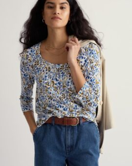 SEASALT PENHOLLOW TOP - WOODLAND FLORAL CHALK
