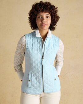 JOULES MINX  BLUE SHOWERPROOF DIAMOND QUILTED GILET