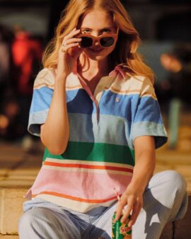 JOULES LEIGHTON MULTI STRIPE SHORT SLEEVE RUGBY SHIRT