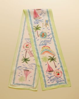 JOULES HIGHGROVE PALM PRINT 100% SILK PRINTED SCARF