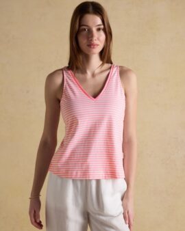 JOULES DELILAH PINK STRIPE V-NECK JERSEY VEST TOP