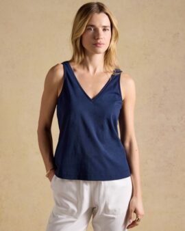 JOULES DELILAH NAVY V-NECK JERSEY VEST TOP