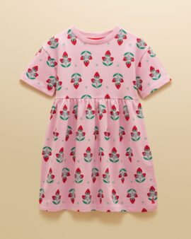 JOULES EMMA PINK SHORT SLEEVE SWEATER DRESS