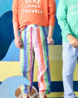 JOULES WREN MULTI STRIPE WOVEN TROUSERS