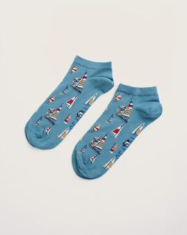 SEASALT MENS ARTY TRAINER SOCKS - LIZARD BOATS ENAMEL
