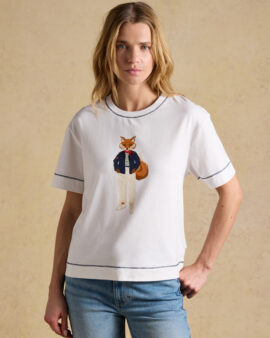 JOULES JONTY FOX GRAPHIC SHORT SLEEVE 100% COTTON T-SHIRT