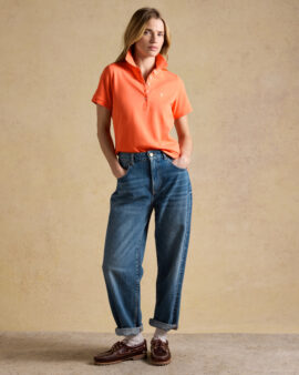 JOULES WOODY ORANGE COTTON PIQUE SHORT SLEEVED POLO SHIRT