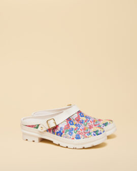 JOULES ELBRIDGE WHITE AND MULTI FLORAL WELLY CLOG